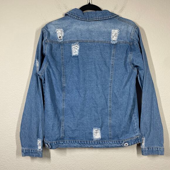 C+D+M Collection Womens Medium Esley Light Wash Denim Jacket Blue Button Up - Picture 2 of 8
